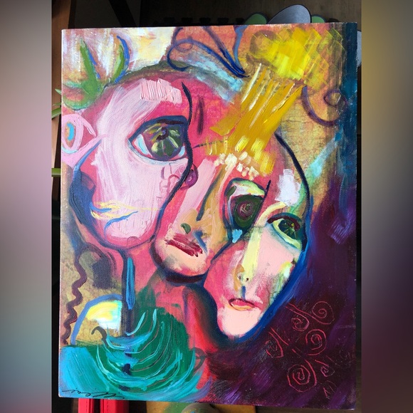 “3 Spirit #7” original artwork oil painting on canvas signed 11x14” one-of-a-kin - Picture 2 of 5